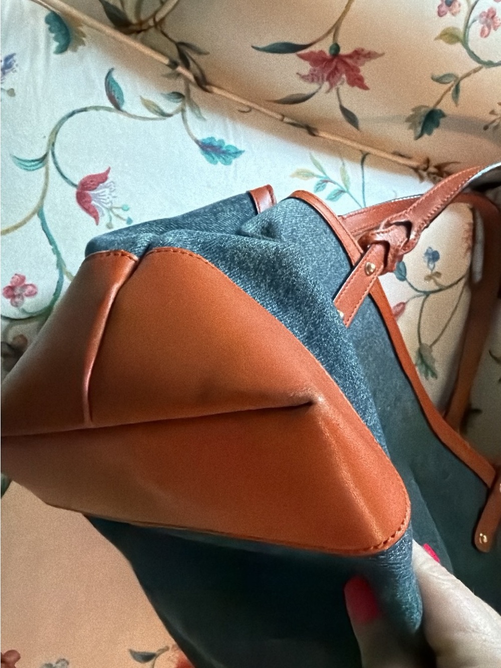 Gucci Blue Denim Tote with Orange Leather Trim - Picture 7 of 14
